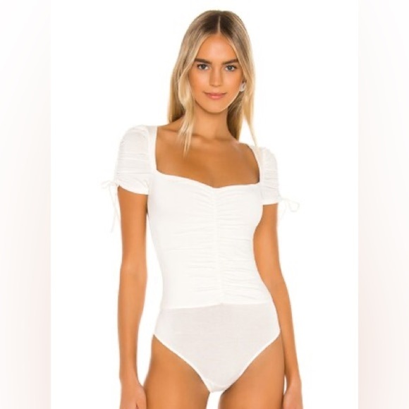 Lovers and Friends White Ruched Jupiter Bodysuit, Women’s Size Small - Picture 1 of 12